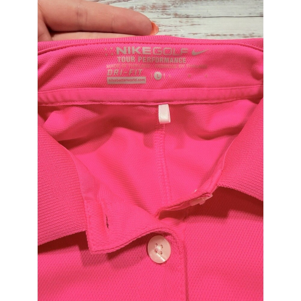 Nike Golf Women's Tour Performance Dri Fit Polo Neon Pink Size Large Bright Pink - Picture 3 of 8